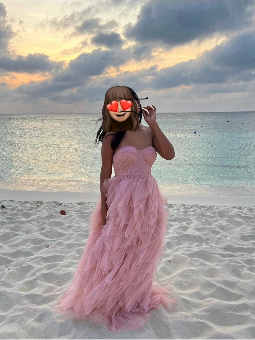 Windsor Strapless Pink Ruffled Tulle Maxi Dress